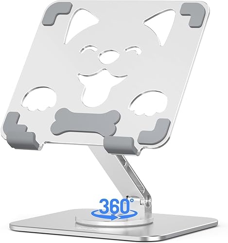 Soporte para tableta para iPad con base giratoria de 360 - Soporte ajustable de aluminio para tablet para escritorio, lindo soporte de diseño de