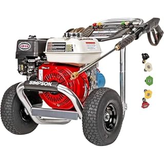 SIMPSON Cleaning ALH3228-S Aluminum Series 3400 PSI Gas Pressure Washer, 2.5 GPM, HONDA GX200 Engine, Includes Spray Gun and Extension Wand, 5 QC Nozzle Tips, 5/16-inch x 25-foot Monster Hose