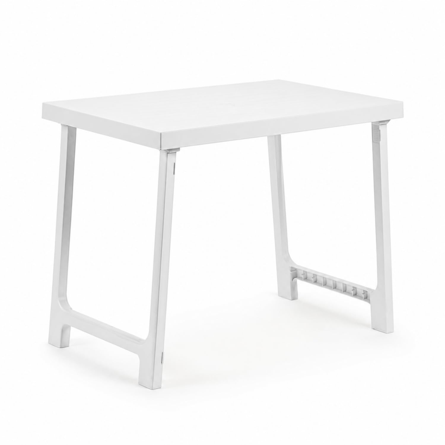 PALUPLUS Tavolo Rettangolare da Giardino in Plastica colore Bianco, Misura 81x56x63 cm, Salvaspazio Facile da Riporre, Tavolino da Campeggio, Terrazzo, per Esterno ed Interno -NIK106F