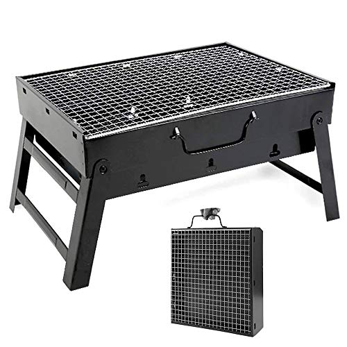 LSHOME Mini Charcoal Barbecue Grill Portable Stainless Steel Foldable BBQ Tool for Home Festival Garden Picnic Party Camping (for 3-5 Persons)