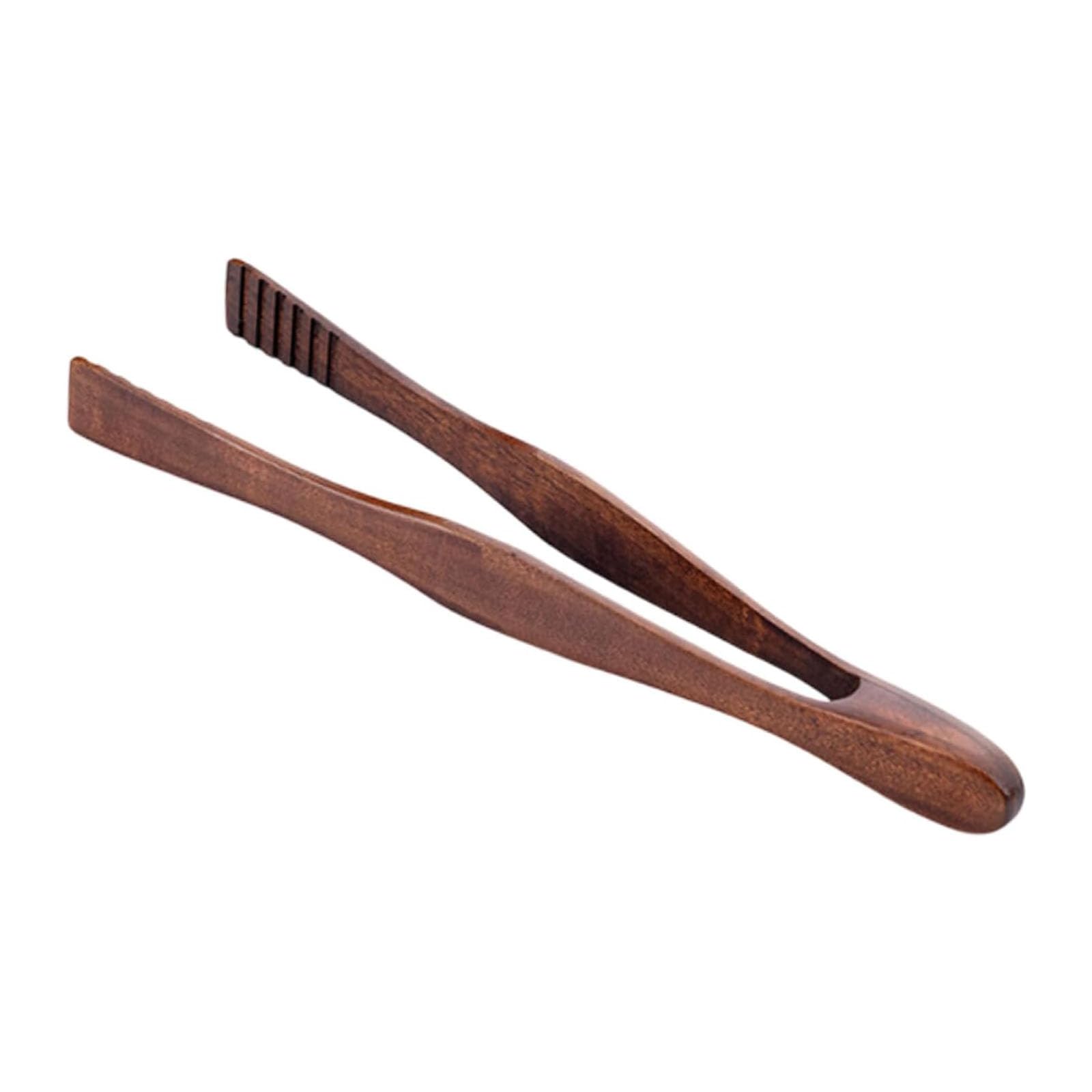 27cm Wooden Food Tongs, Brown Wood Kitchen Tongs, Heat Resistant Serving Tongs for Cooking, Baking, Salad, BBQ & Buffet (1 PCS)