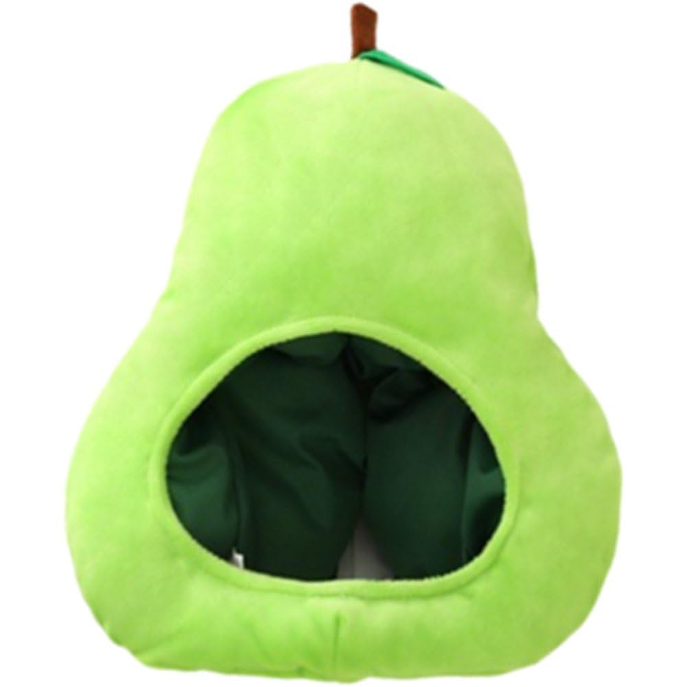 Uzztfa Green Plush Pear Hat Funny Fruit Headgear Hat Novelty Party Hat Photo Props Headwear Halloween Cosplay Accessories