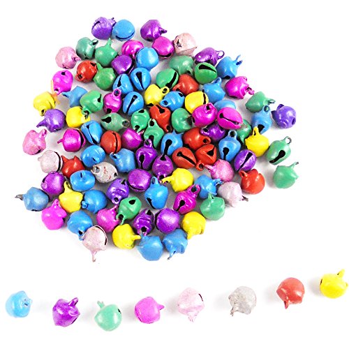 Image of eshoppee 200 pcs 8 mm Multicolor Metal Bell Charm Beads | Jewellery Making Kit, Art and Crafts Materials, For Necklace Bracelet Earring