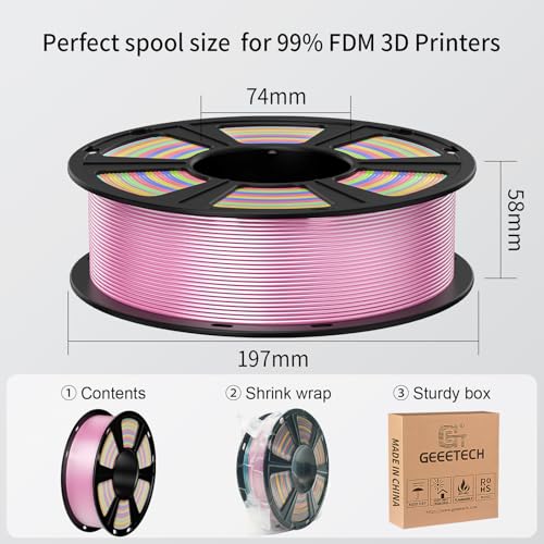Image of GEEETECH Silk PLA Filament 1.75mm Yellow | Shiny 3D Filament, 1kg (2.2lbs) 1 Spool, Dimensional Accuracy + /- 0.02 mm, 3D Printer