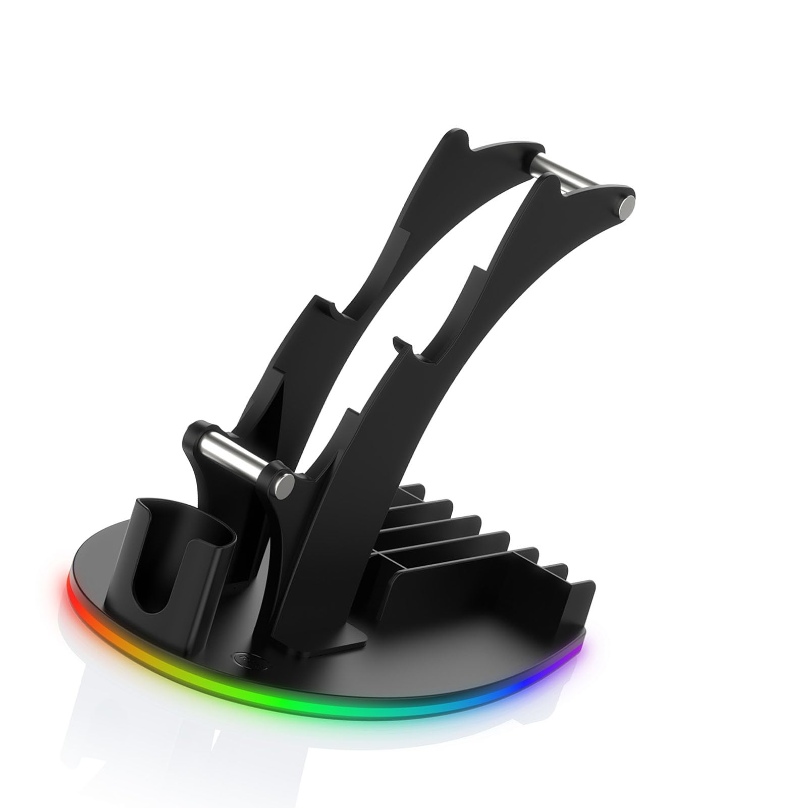 Cryfokt Game Controller Headphone Stand with RGB Light for 2 (BLACK) | Stabilità migliorata, 1 supporto per cuffie, gestione dei cavi, 3 modalità di illuminazione