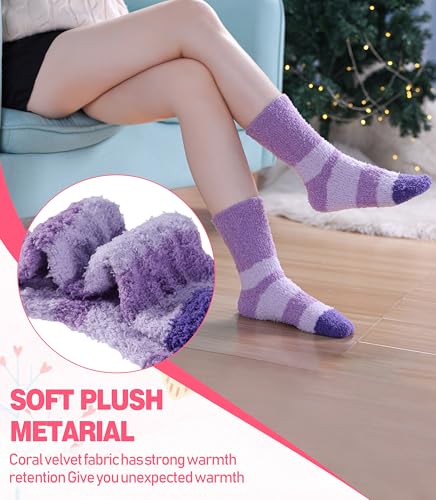 Image of DYW Fuzzy Socks for Women Fluffy Winter Warm Slipper Soft Cozy Home Sleeping Socks 5 Pairs