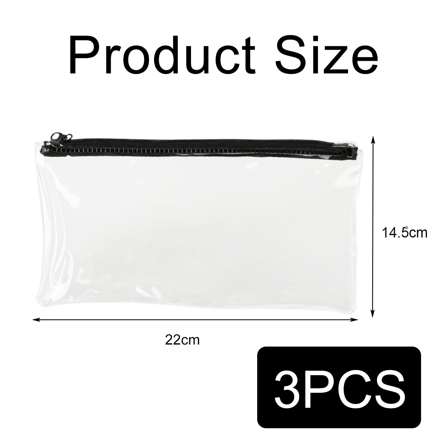 Trousse Transparente pour Examens en PVC Imperméable, Sac Zippé Multifonctionnel Voyage 3 Pièces