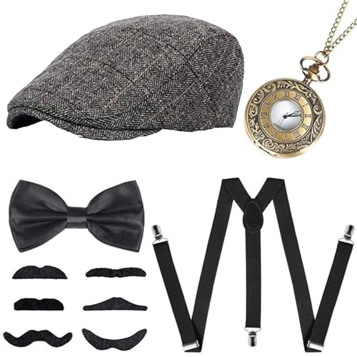 Xrten 5 peças acessórios para homem nos anos 20, Great Gatsby acessórios, disfarces com acessórios de Charleston, para carnaval, máscara, Halloween
