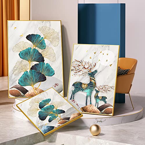 Peinture Ginkgo de luxe affiche nordique moderne élan sur toile 60x80cm