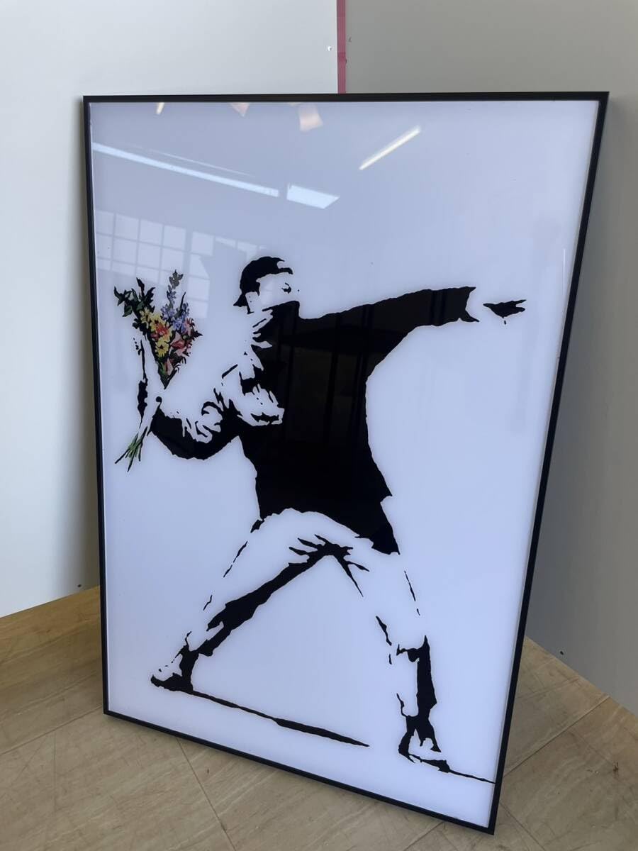 Amazon.co.jp: バンクシー 愛は空中に アートパネル ガラス絵 絵画 絵 