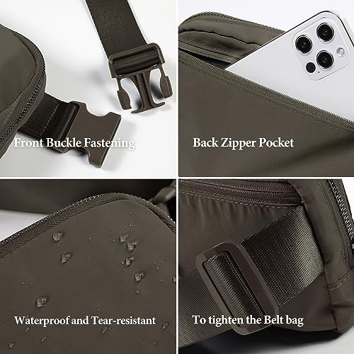 Image of ODODOS Unisex Mini Belt Bag with Adjustable Strap Small Fanny Pack for Workout Running Traveling Hiking, Turkish Coffee