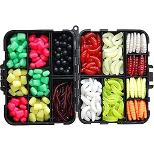 JSHANMEI ® Tackle 220 stuks/doos karpervissen, tackle zaklokdoos, mengparels en aas, imitatie-aas, karpertassen kit, multicolor