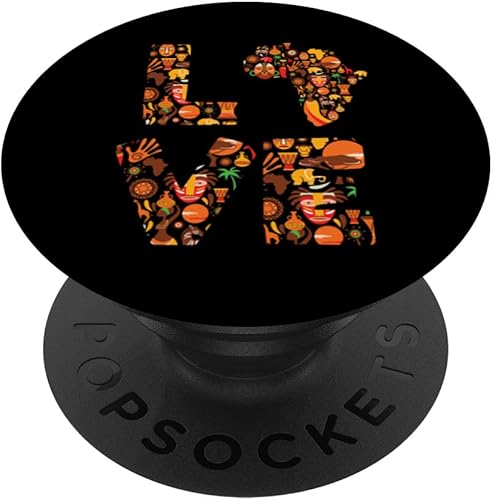 Mes de la Historia Negra de África Africana Mapa Amor PopSockets Intercambiables PopGrip