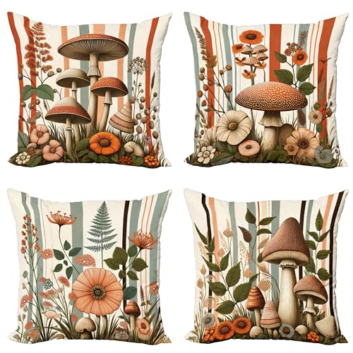 Ambesonne Autumn Throw Pillow Cushion Cover Set of 4, Boho
