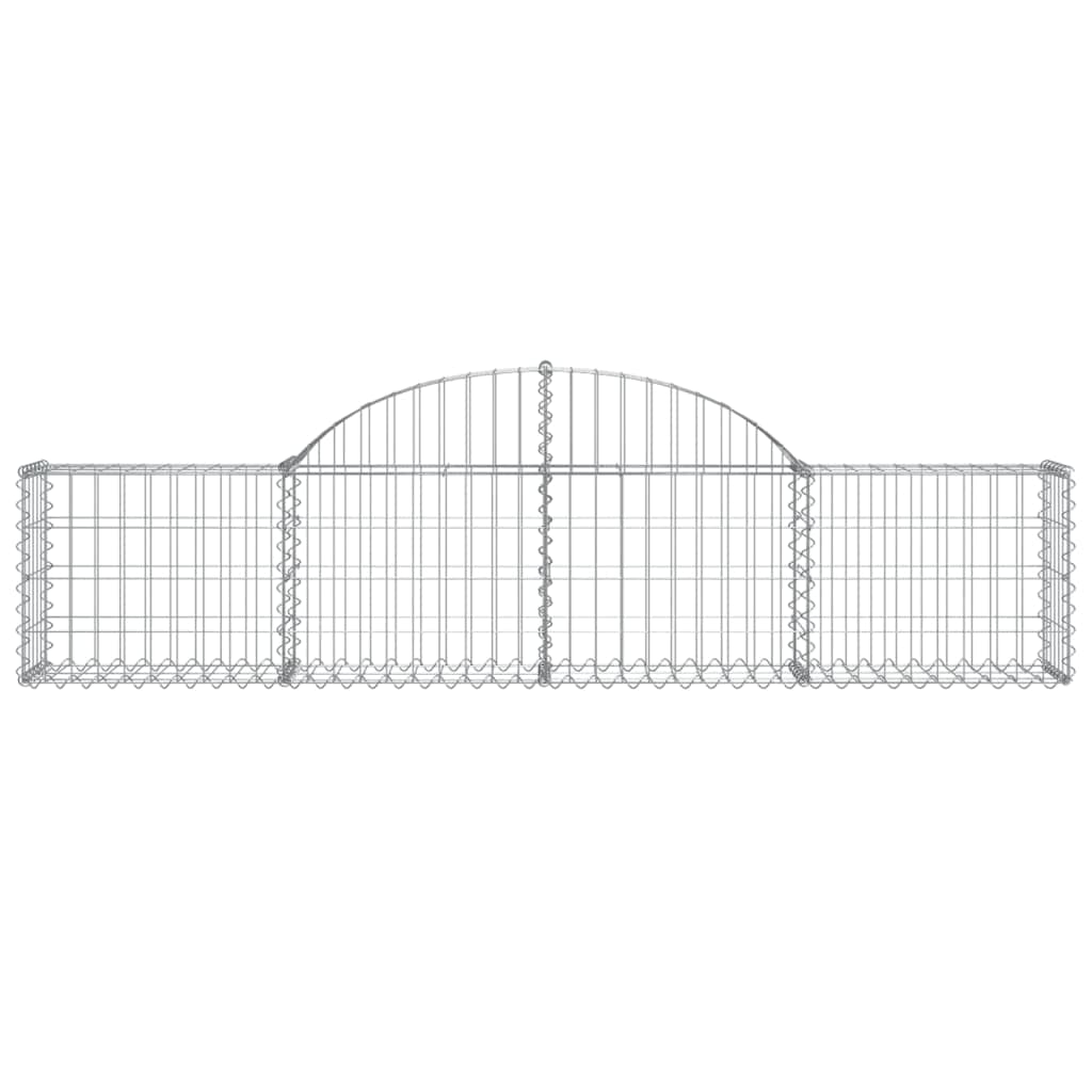Gaviones con arco alto, 2 unidades, 200 x 30 x 40/60 cm, hierro galvanizado para barreras de jardín y privacidad, cestas de alambre estables como decoración y protección contra el ruido