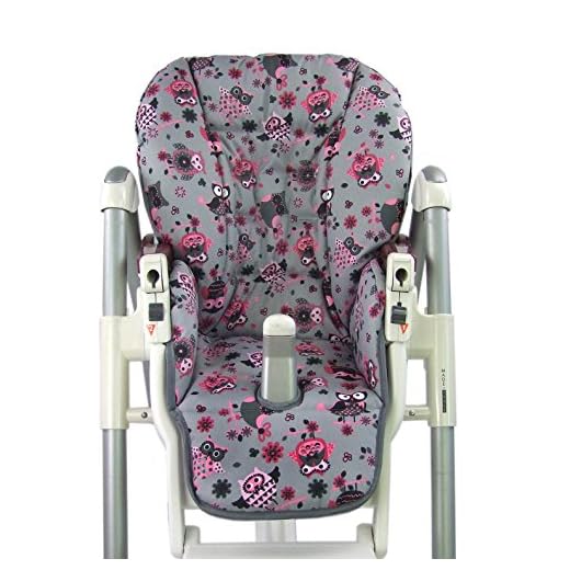 Housse de rechange de coussin de siège pour bébé Peg Perego Prima Pappa Diner - 7 motifs colorés de chouette - Neuf
