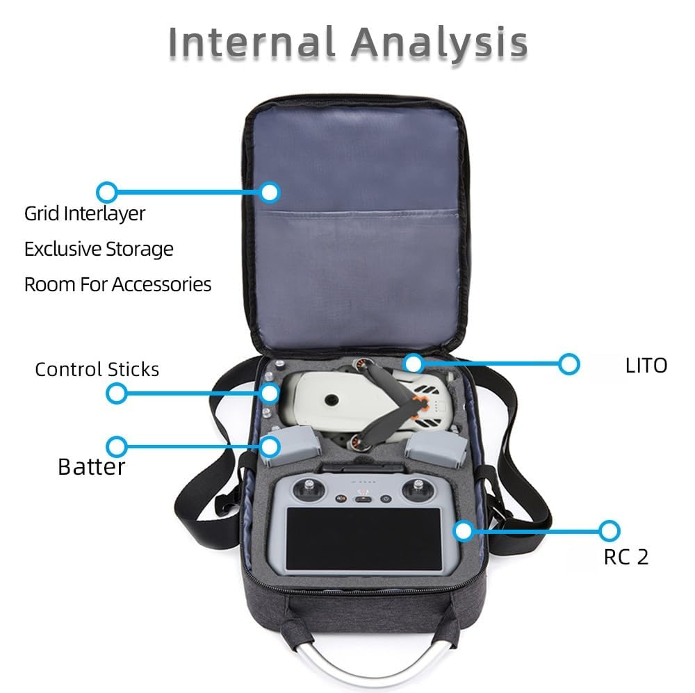 Borsa di immagazzinaggio per DJI Lito X1/Lito 1, custodia da trasporto portatile organizzatore da viaggio borsa a tracolla EVA custodia protettiva per Lito 1/X1 Drone RC-N3/RC 2 controller batterie