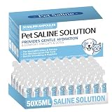 Pet Saline Respiratory Care Solution 0.9%, 5mL Single-Use Vials for Cats & Dogs, Gentle Daily Airway Moisture Support, 50 Count