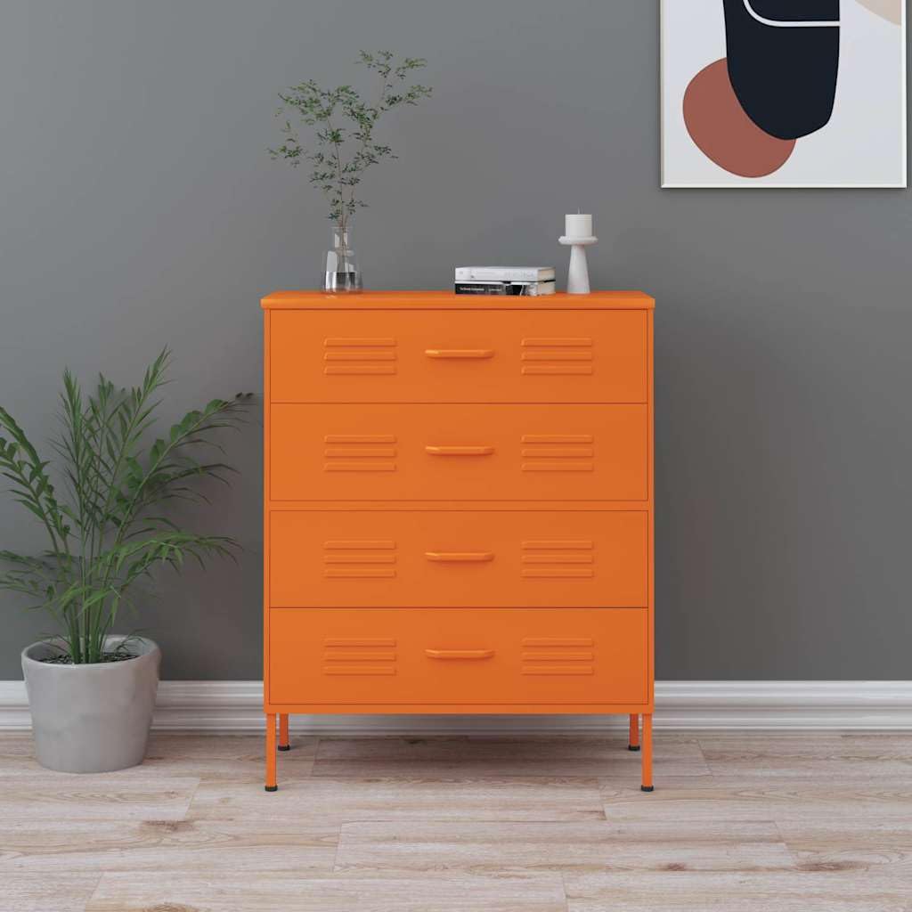 Credenza arancione, 80 x 35 x 101,5 cm, in acciaio