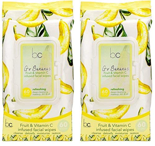 Beauty Concepts - 2 Pack (60 Count Each) Go Bananas Fruit & Vitamin C Infused Facial Wipes