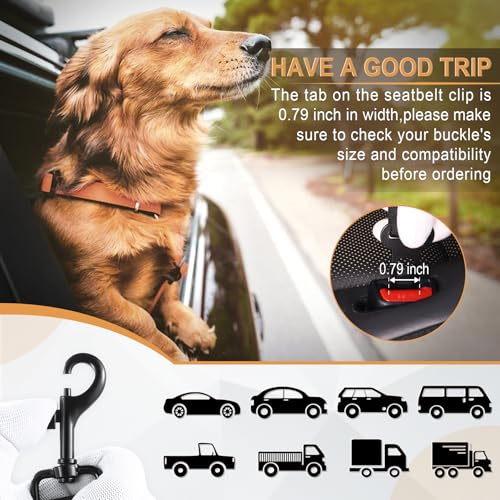 image for LivTee Dog Seat Belt for Car, Retractable Pet Safety Harness, Adjustab
