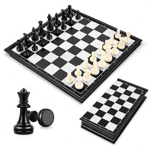 Mini Magnetic Chess Set Folding Portable Travel Chess Board- Traditional Strategy Chess Board Game for Kids/Children/Adults (17.8 x 17.2 cm)