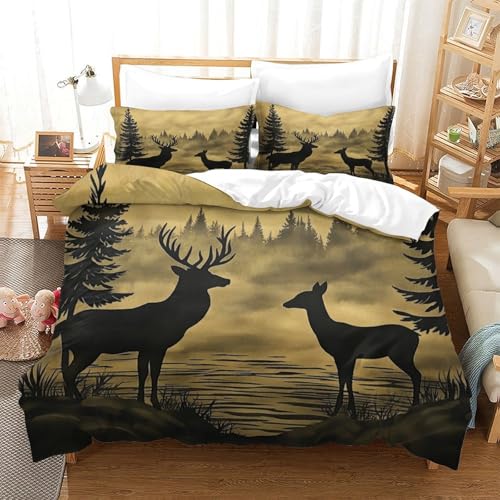 Housse de couette cerf 140x200 parure lit microfbre