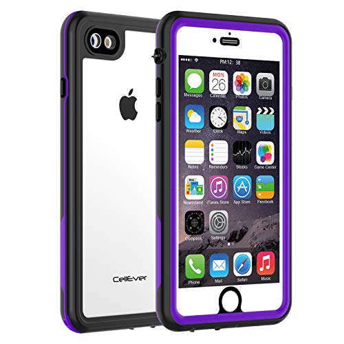 CellEver iPhone 7/8 Waterproof Case Shockproof IP68 Certified SandProof Snowproof Full Body Protective Clear Transparent Cover Fits Apple iPhone 7 / iPhone 8 (4.7 Inch) KZ Purple