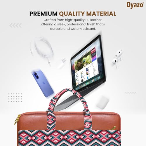 Image of Dyazo 13 inch to 13.3 inch Laptop Bag for Woman | Jute & Vegan Leather Handcrafted | Office Handbags with Zipper Closure | Compatible for Dell, HP, MacBook, Lenovo, Asus, Acer and Other Noteook