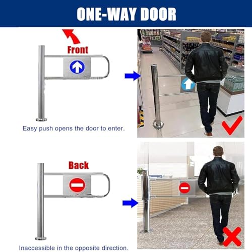 Dispositivo de control de acceso automático de acero inoxidable para entrada y salida de peatones en tiendas y almacenes, 100 x 100 cm, seguro