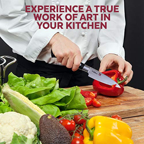 Hattori Japanese Chef’s Knife, FH-1L Professional Paring Knife, VG-10 Cobalt Steel Pro Kitchen Knife with Ergonomic Black Linen Micarta Handle, 2.7 inch