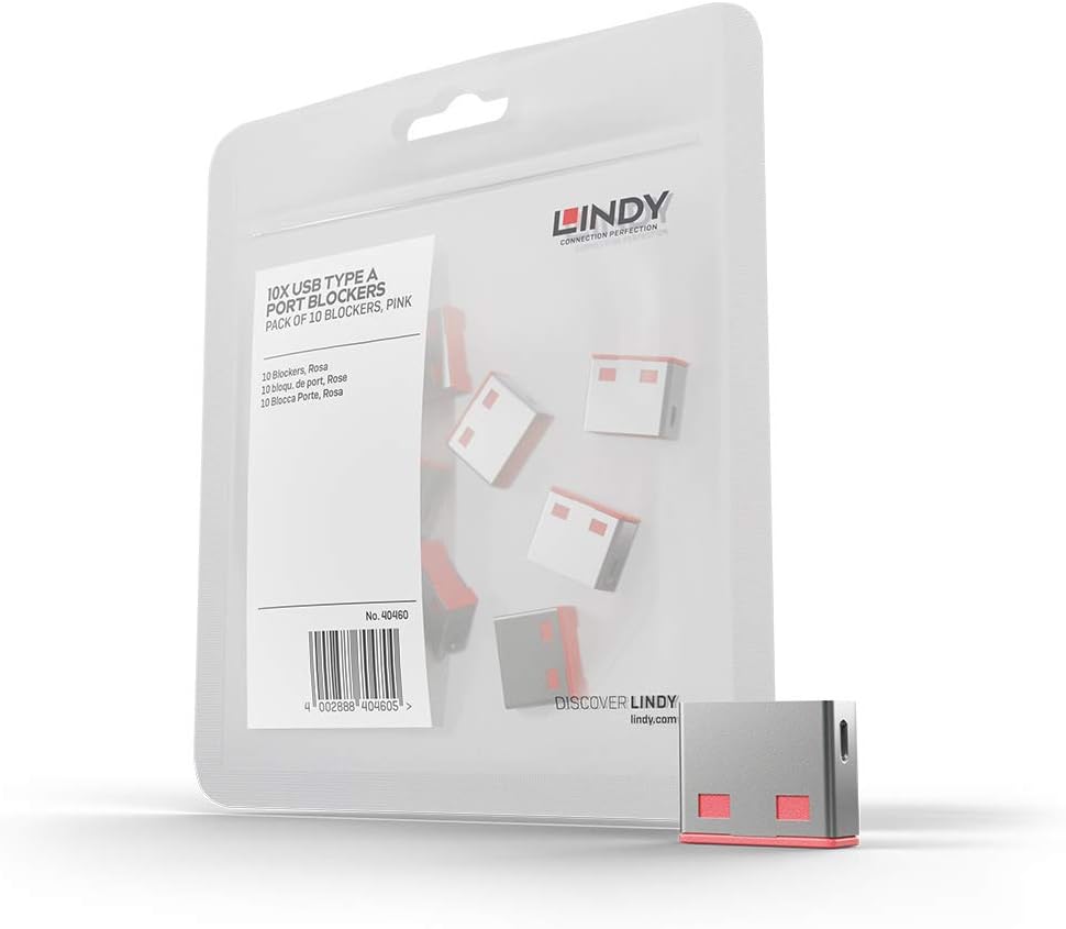 LINDY USB Port Blocker (without key) - Pack of 10 Colour Code: Pink