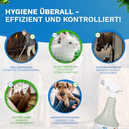 BIONACO Animal Housing 1 L – Flächen-Desinfektionsmittel für Tierhaltung, Praxen, Stallungen & Zuchtstationen, chlor‑ & alkoholfreie Desinfektion, über 99,9 % Effektivität gegen Bakterien & Hefen