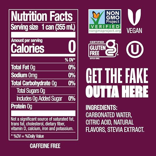 Image of Zevia Zero Sugar Soda, Black Cherry, 12 oz Cans (24-Pack) - Naturally Sweetened, Non-GMO Project Verified, Gluten-Free, Vegan