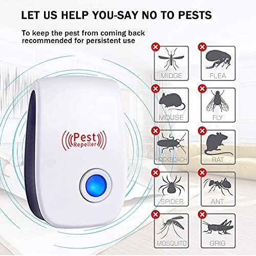 Ultrasonic Pest Repellent 8 Packs Electronic Plug In Indoor Sonic Repellent Pest Control For Bugs Roaches Insects Mice Mouse Spiders Mosquitoes Mosquito Repellent Indoors Ultrasonic Repellers #TOP7
