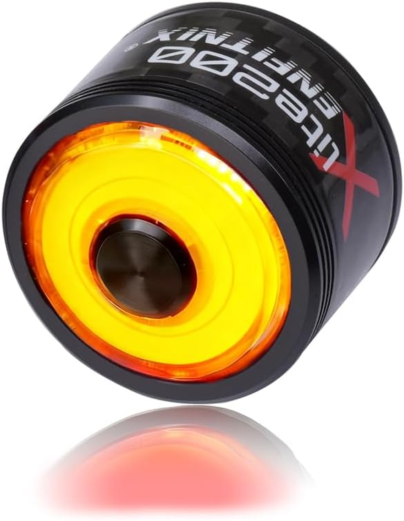 ENFITNIX Xlite200 Carbon Fiber Smart Bike Tail Light, Ultra Bright Brake Sensing Bicycle Rear Light, Auto On/Off USB-C Rechargeable, IPX6 Waterproof Lightweight LED Taillight for Night Cycling Safety.