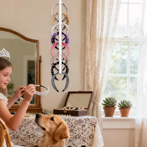Soporte para diadema, 8 ranuras elásticas que ahorra espacio, soporte de pared para exhibición de diadema, para dormitorio, armario, baño, dormitorio, entrada, estudiantes, adolescentes - imagen 2