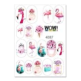 17 Flowers Pink Flamingo Professional Quality 3D Effect Water Nail Stickers for Your Nail Art Design