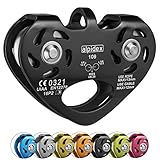 ALPIDEX Polea Doble Tandem Pulley - para Cuerdas Textiles con un diámetro de hasta 13 mm y para Cables de Acero de hasta 12 mm, Color: Negro