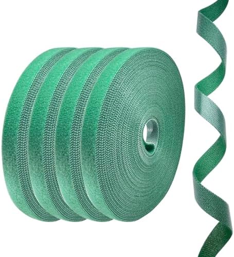 4 Rolls Plant Ties, Adjustable Garden Tape for Plant Twist Ties, Reusable Thicker Support for Growing Green Tape, Strong Grip, Tomato Vines Indoor Outdoor, 50 Ft X 0.47 Inch