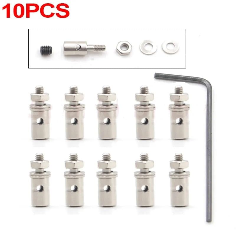 10/20/30/40PCS 1.3mm 1.8mm 2.1mm Push Rod Connector Stopper Metal Quick Adjuster and L-Shaped Hexagon Wrench for Airplane Part DIY RC (20PCS 2.1mm)
