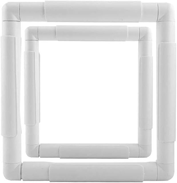 Smavles Square Embroidery Hoop Frame 2 Pieces Sewing Hoops Plastic Cross Stitch Embroidery Frame Square,for Embroidery,Quilting,Needlepoint,Silk-Painting(15.2x15.2 cm,20.3x20.3 cm)