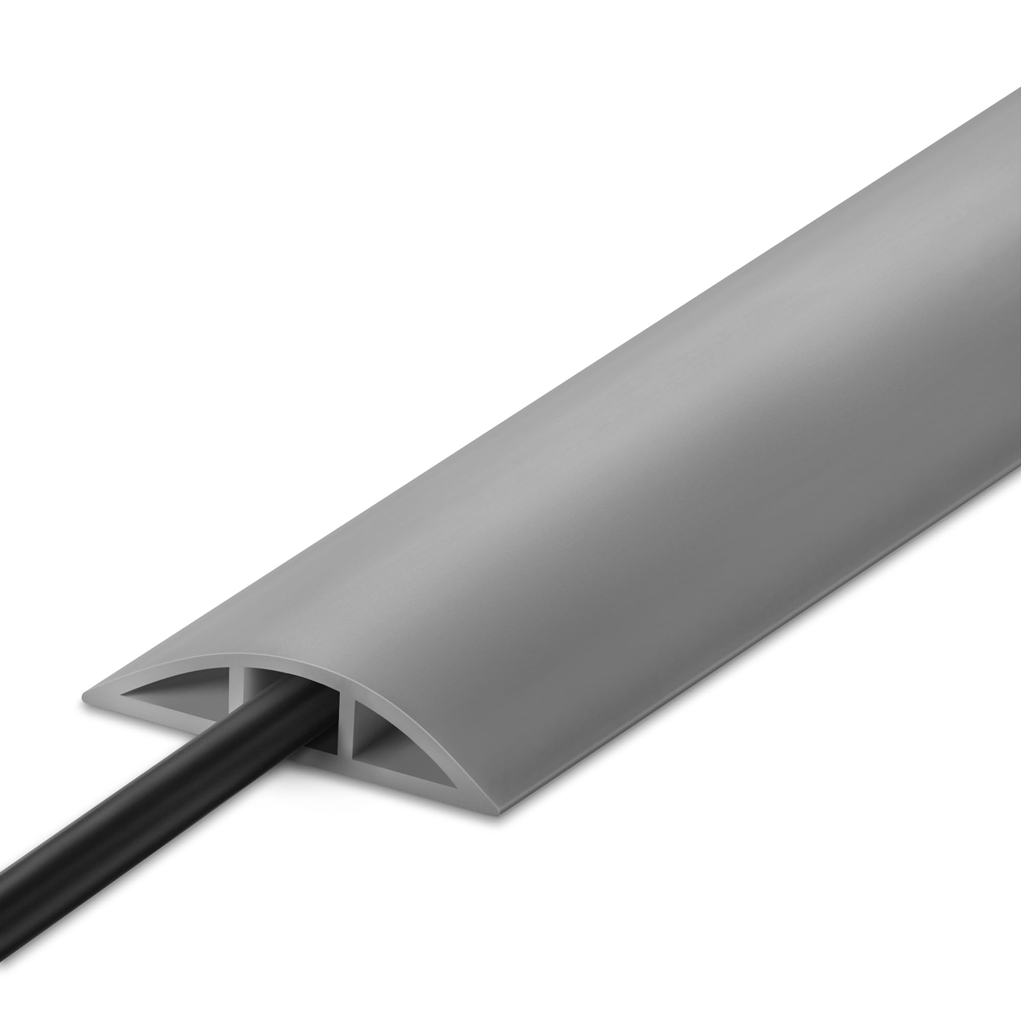 Photo 1 of 10FT Floor Cord Cover, Grey Cord Hider Floor, Durable Cord Covers for Wires on Floor, Cable Floor Cover Power Cord Cover, Floor Cord Protector Hide Cords on Floor Cord Cavity: 0.47" W x 0.24" H 10 feet Grey