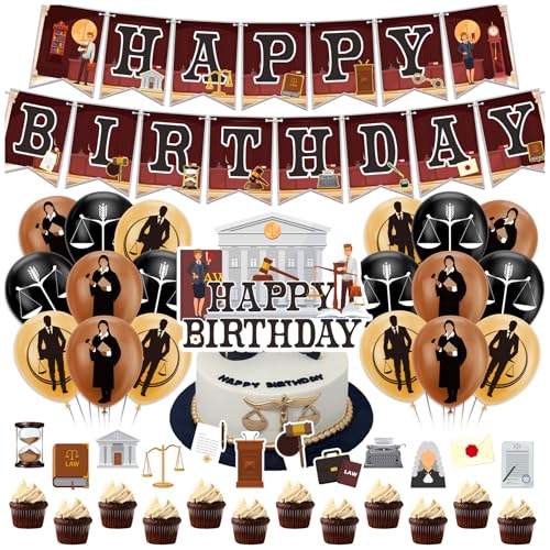 Lawyer Party Decorations Lawyer Birthday Party Supplies Includes Lawyer Birthday Banner Cake Topper Cupcake Toppers Balloons for Lawyer Birthday Decorations Law School Decorations