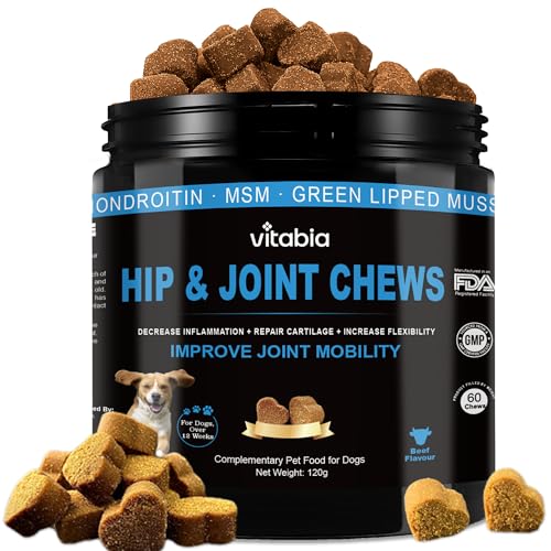 Joint Supplements for Dogs – Dog Joint Care with Glucosamine, Chondroitin, Green Lipped Mussel and Turmeric for Effective Dog Pain Relief – Beef Flavour joint supplements for dogs (60 Chews)