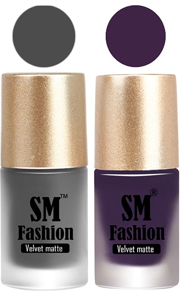 SM FASHION Nail Polishes, Gray-Violet Velvet Matte Nail Paint Combo Set of 2 Pcs 7ml each-image-9