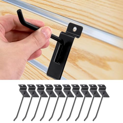 Durlo 20-teiliges Lamellenwandhaken-Set, robuste Lamellenwand-Regalhalterungen, Aufhängehaken, Stecktafel-Gitterwand-Panelhaken für Garagen, Geschäfte, Einzelhandelsdisplays