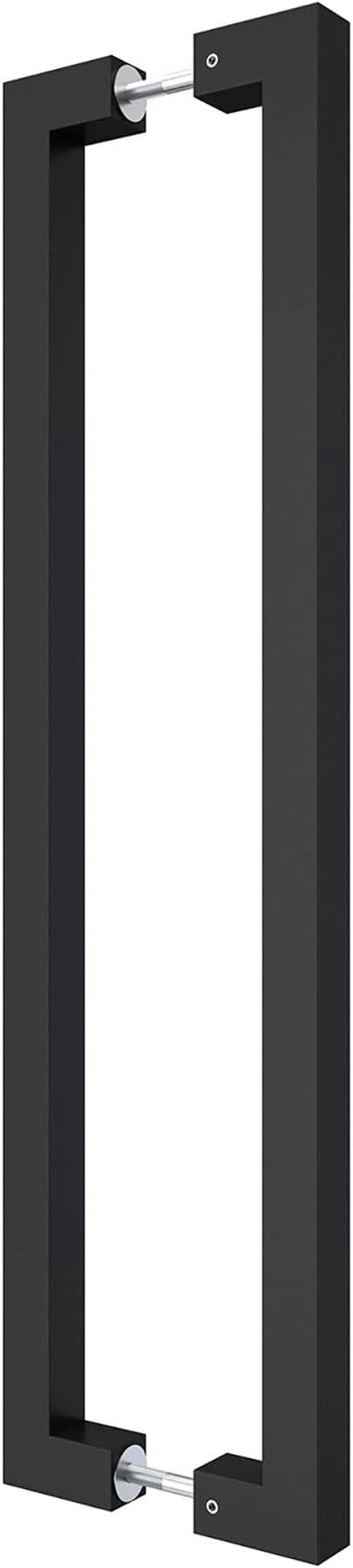 BARNSMITH 24" Barn Door Push Pull Hande,Square Commercial Door Handle, Stainless Steel Rectangular Shape Entrance Entry Office Store Front Garage Handle Pull Set, Matte Black Finish