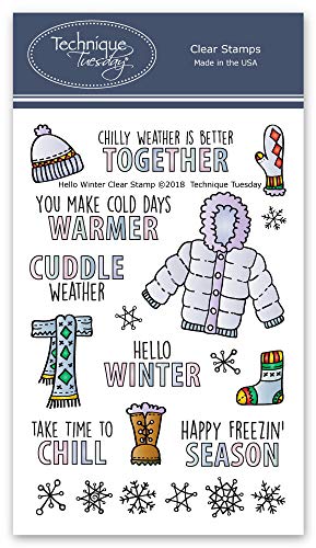 Hello Winter Clear Stamps | Photopolymer Stamps - Clear Rubber Stamps | Stamps for Card Making | Scrapbooking Stamps