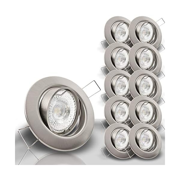 trendlights24 Decora Decken Einbaustrahler flach 35 mm 230V 10er Set - LED Spots je 5W Neutralweiß 400lm austauschbar…